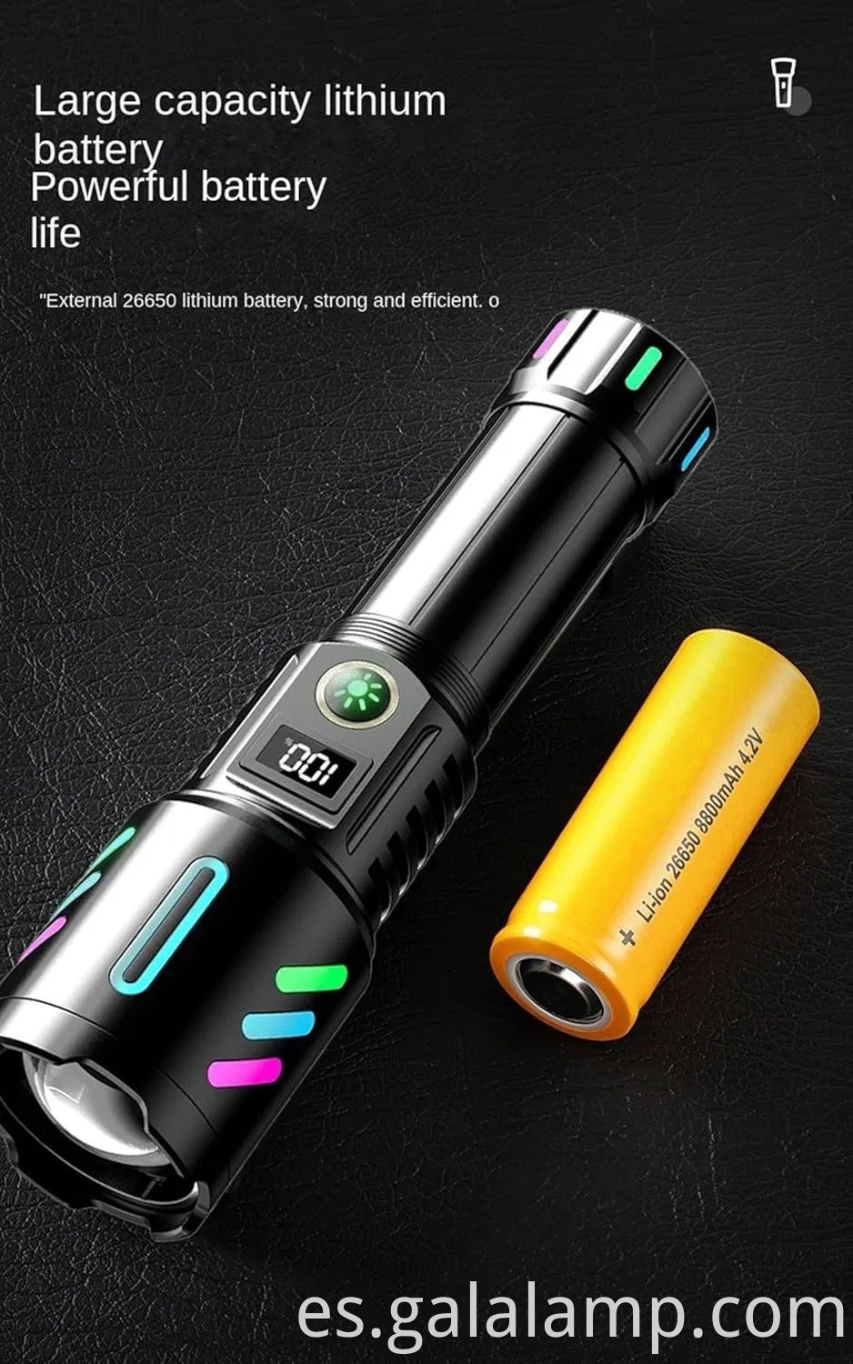 Linterna portátil LED táctica de 5 modos con enfoque ajustable